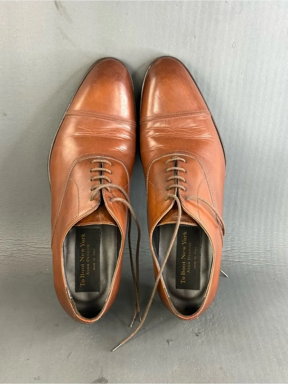 To Boot New York Forley cognac brown leather cap-toe Oxford shoes men’s 9